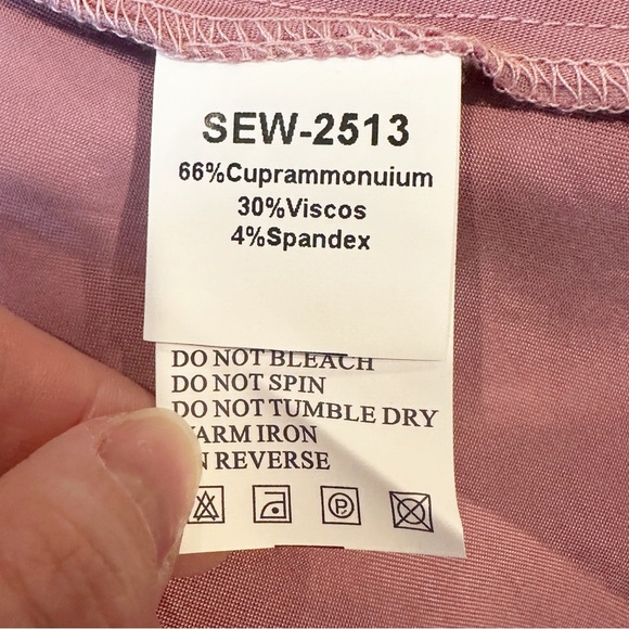 Sewlip Pink Cupro Round Bottom Dress Size XS Smocked Neck Modest Midi Length NEW - Picture 8 of 9